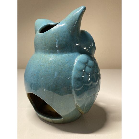 Green Ceramic Owl Tea Light Candle Holder - Picture 4 of 6